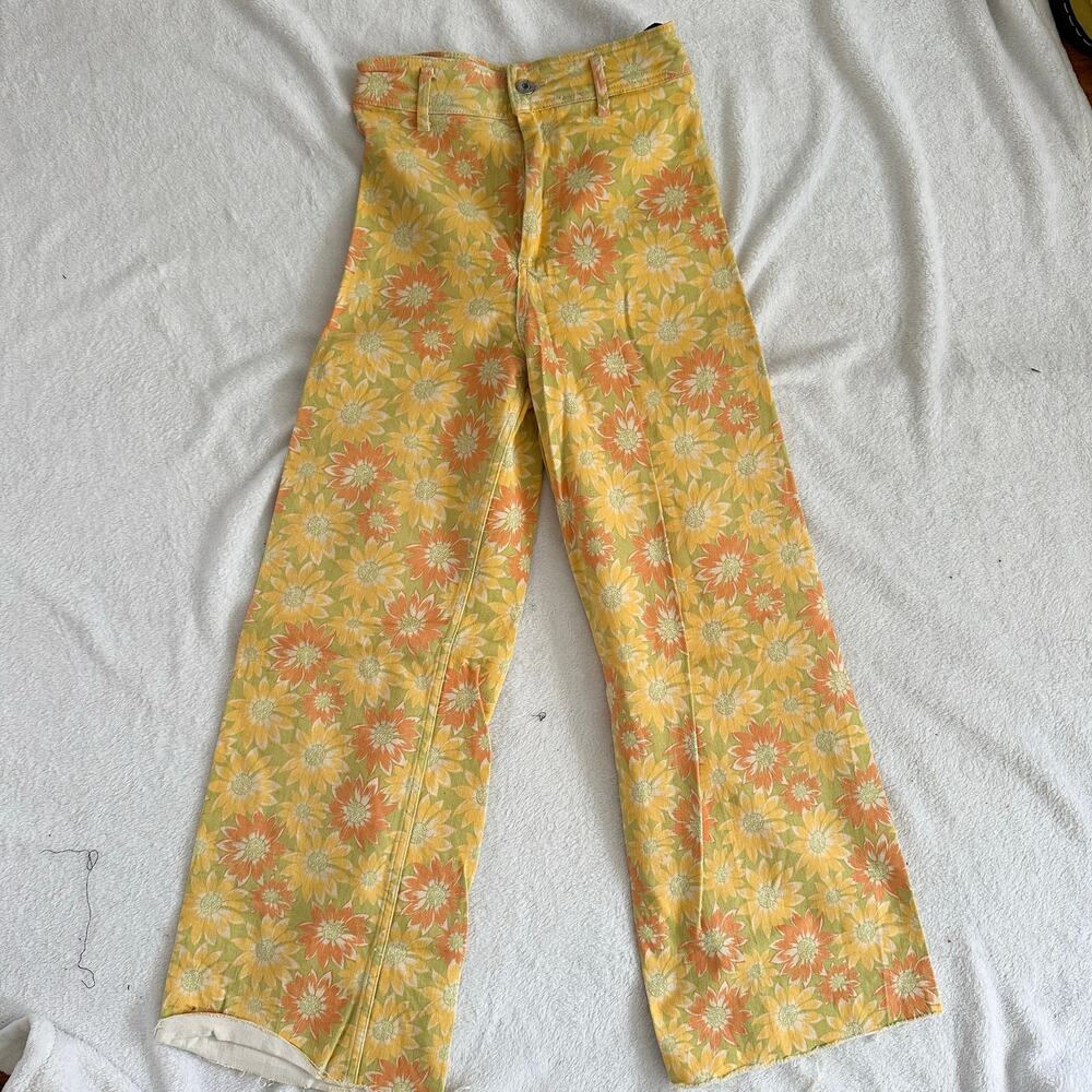 Zara Floral Wide Leg Flared Jeans